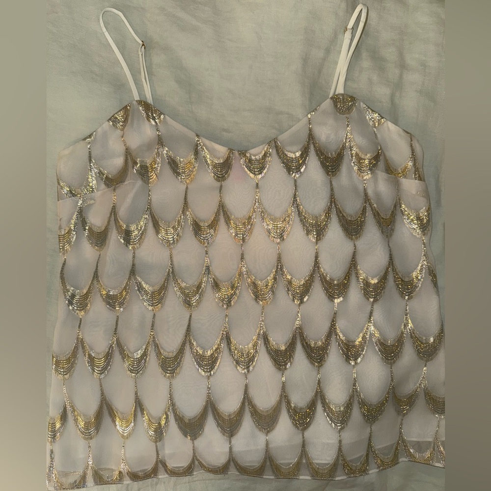 Lilly Pulitzer Gold and White Lined Camisole